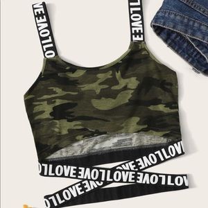Shein Crop Top Camo Love Sz. Medium